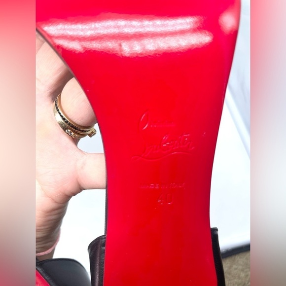 Christian Louboutin So Spike 100 Black Silver Ankle Strap Sandal Heel Pump EU 40 - Picture 6 of 13